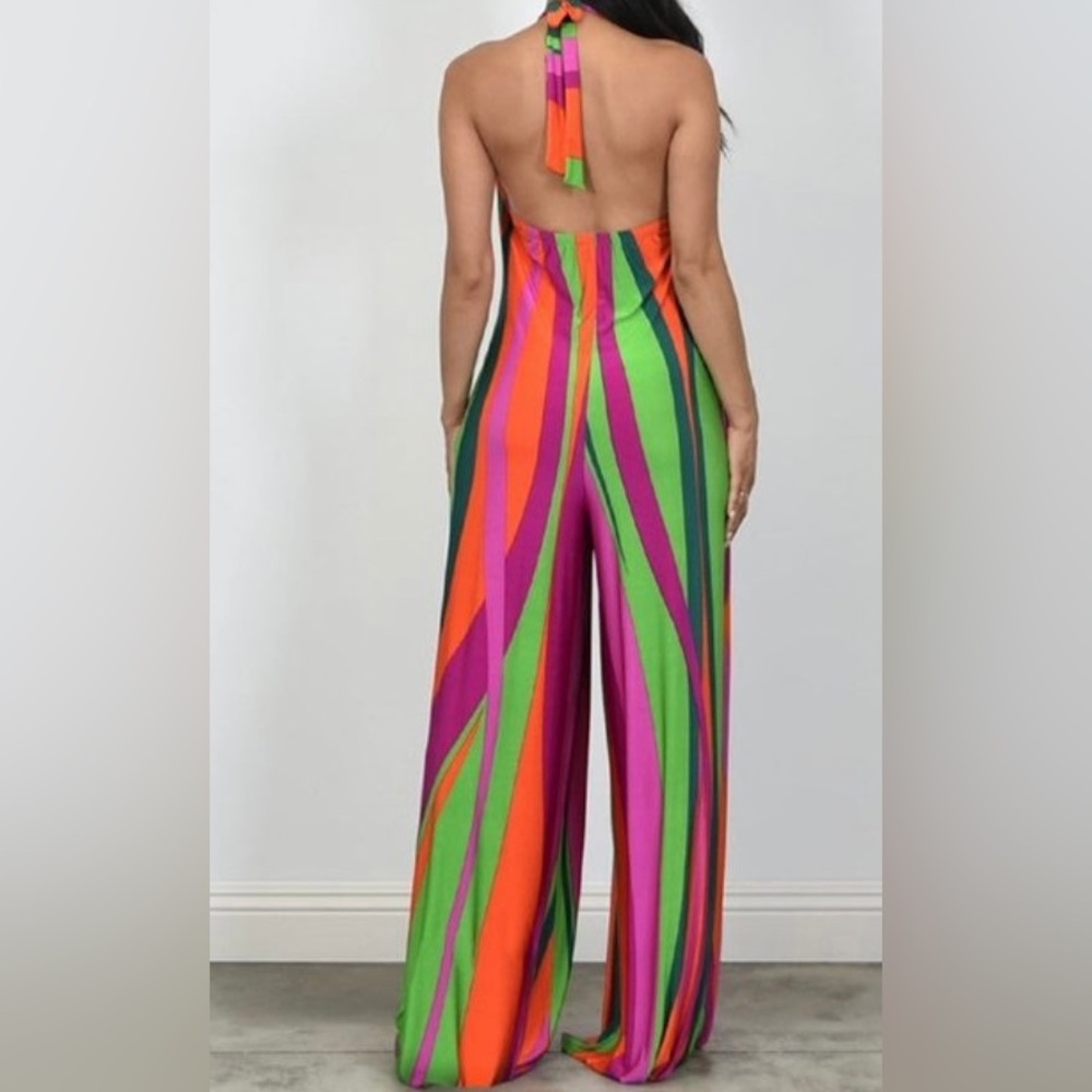 😱 New Cameo Striped Jumpsuit with pockets size L fits upto XL - Picture 2 of 3